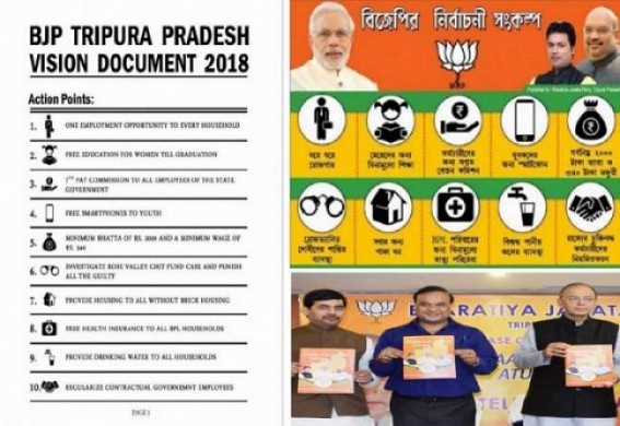 BJP’s Vision Document Far from Reality : 7 Lakhs Jobs, 50,000 Govt Jobs in 1 Year, SMART Phones, Regularization all promises pending 