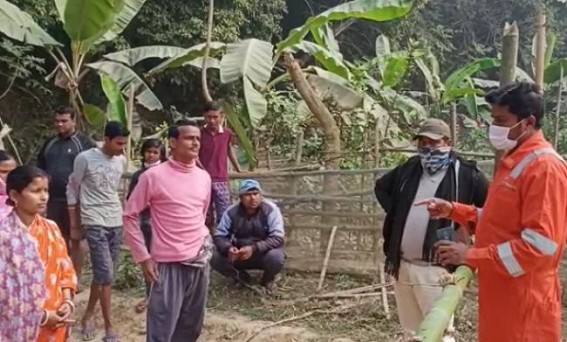 Farmer’s Family Blocked Road before ONGC Office in Bishalgarh over damage of Paddy Field due to ONGC’s project work