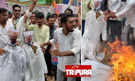 Modi, Shah’s effigies were Paraded, Burnt in Agartala by Congress over ED’s interrogation of Sonia Gandhi