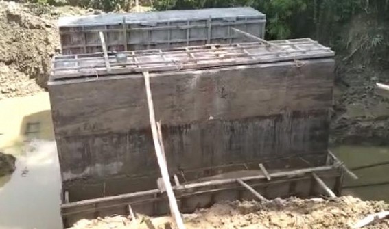 Locals alleged Low Quality Bridge Construction Work in Teliamura