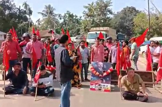 Lenin’s Photo was set to fire in Khowai: CPI-M Blocked road, Police detained CPI-M activists