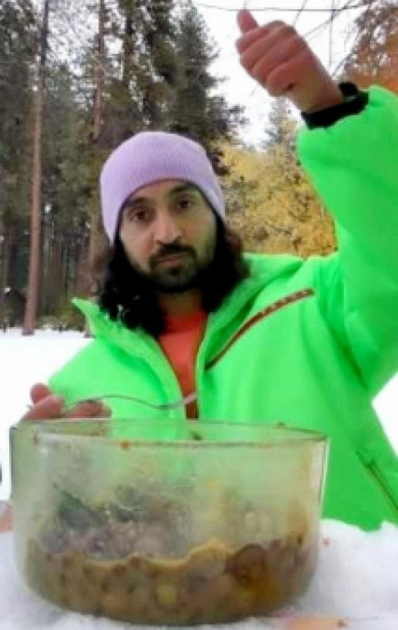 Diljit is enjoying his solo trip in serenity of snow