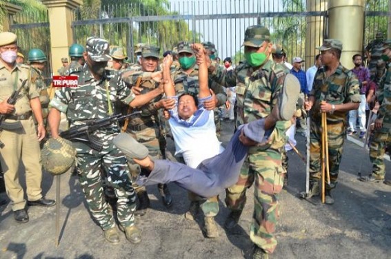 People’s ‘Democratic Right to protest’ Snatched in Tripura: 10,323 Teachers’ Peaceful Protest ended with Police Lathi Charge injuring many Terminated Teachers : Over 300 Teachers Detained