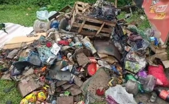 Negligence of Power Department burnt a shop in front of the Khowai Fire station
