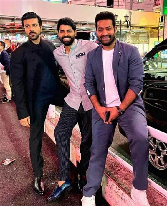 Ram Charan shares pics of good times with Rajamouli, Junior NTR in Japan