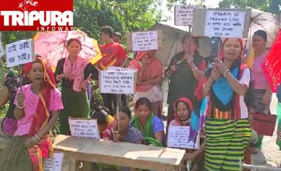 Under HIRA Govt deprivation in PMAY house distribution scheme: Public Blocked Road in Bishalgarh-Boxonagar protesting housing distribution corruptions