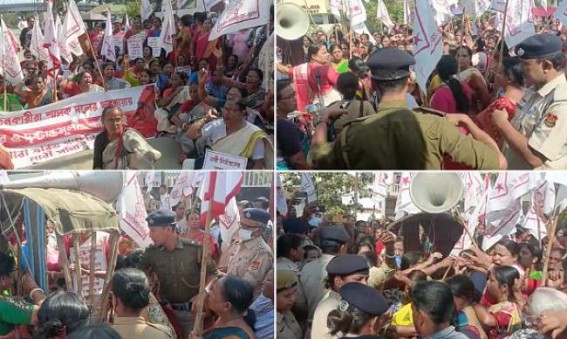 Police brutality on Opposition Women Activists : Male Police were deployed against Women : Microphone’s wire cut off, many Injured in Tussle with Police