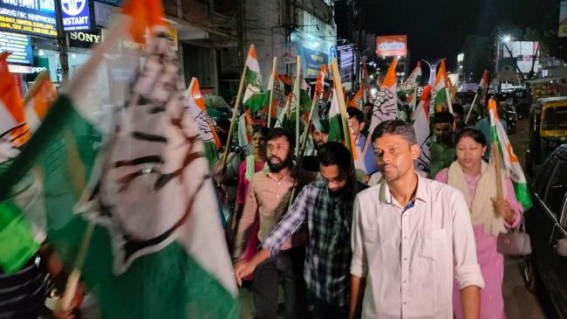 Youth Congress protested against Attack by BJP goons on Congress leaders' vehicle in Bishramganj