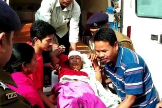 70 Years old Woman was injured after being hit by Bishalgarh SDPO's vehicle in Bishramganj Bazar