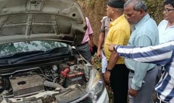 On-Duty Teacher’s Car set on Fire by Miscreants in front of Udaipur Chandrapur H/S School