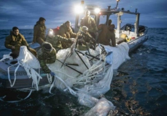 US Navy releases photos of Chinese spy balloon debris