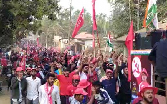 CPIM-Congress held a Massive Rally in Khowai in support of 25 Khowai Assembly Constituency’s nominated Candidate