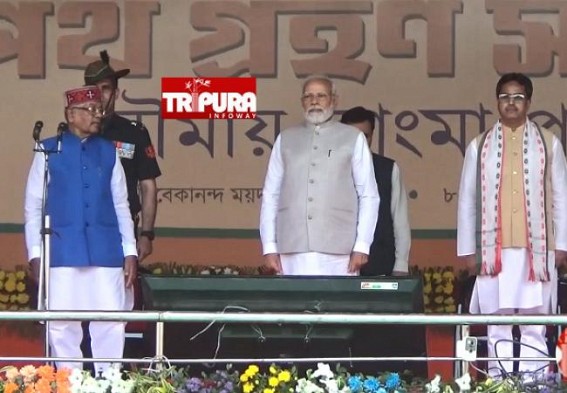 Tripura BJP Govt takes Oath for 2nd Term : CM Dr. Manik Saha’s promise of Delimitation of Goons, Violence and Drug-Network to be Testified in next 5 Years