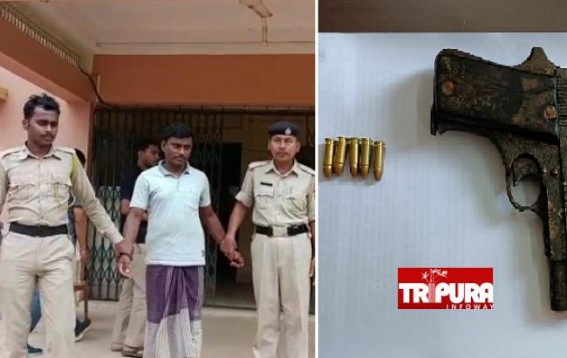 27 Kg Cannabis including 9 mm pistol with cartridges seized by Sonamura PS Police