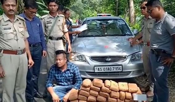 Ganja Smuggling Rackets Gripped Tripura : 36 KG Ganja Seized from a Fake Number Holder Car in Khowai