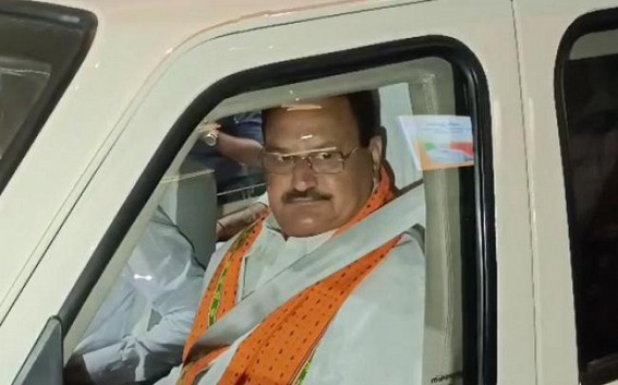 J.P. Nadda Reached in Tripura : To Address mass rally in Santir Bazar Tomorrow 