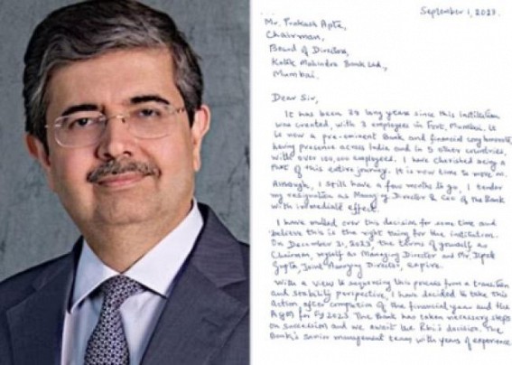 Uday Kotak resigns as MD & CEO of Kotak Mahindra Bank