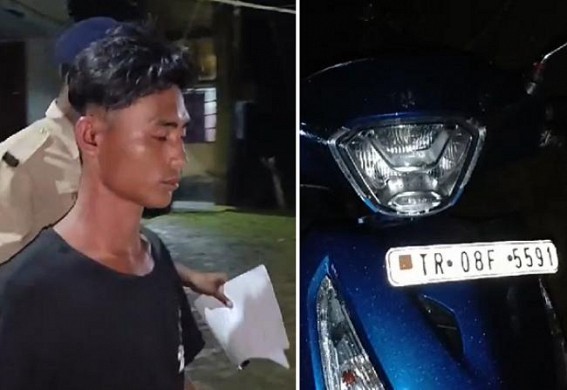 Not Police, but Public caught a thief after ‘Investigation’ in Santir Bazar ; Recovered Scooty