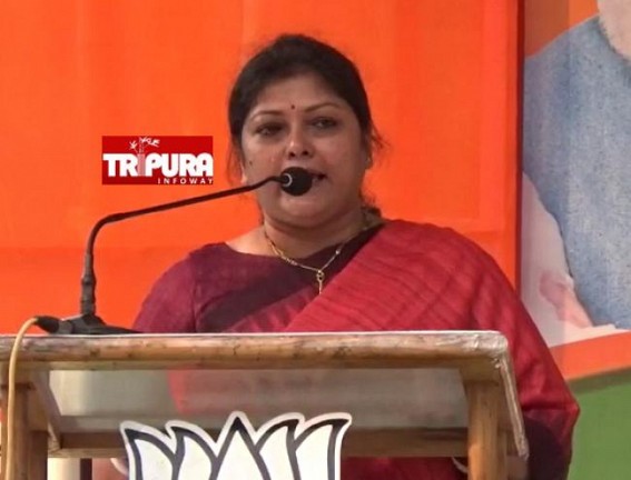 Tripura Poll : High DRAMA in Badharghat constituency as BJP MLA Mimi Majumder delivered Speech while Tears Rolling Down her Face as she was not given Ticket  to Contest Poll