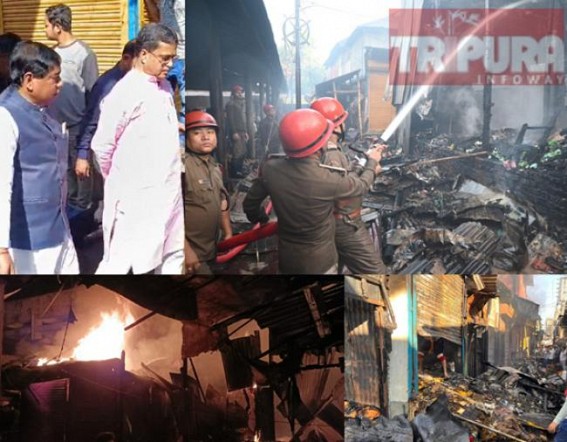 CM Manik Saha visited Battala devastating Fire Incident : Over 250 shops burnt!