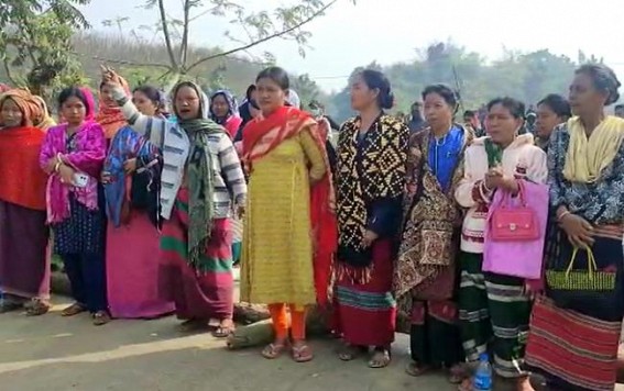 Tripura Election : Tipra Motha Supporters Blocked Road Protesting Arrests of 15 Party Workers in Simna