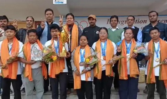 Tripura Olympic Association felicitated Karate players for a big win Telangana