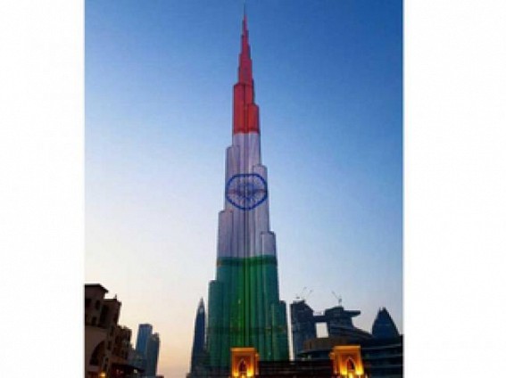 Celebrating PM Modi's visit, Burj Khalifa lit up with Indian Tricolour