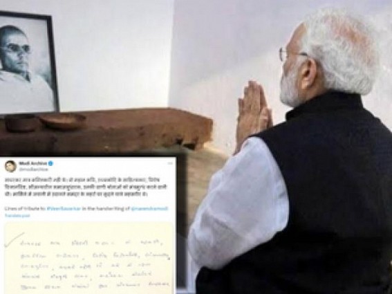 PM Modi's tribute to Veer Savarkar in his own handwriting goes viral