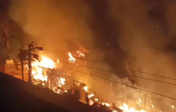 Market burnt in a devastating fire in Longtarai Valley: Over 20 shops burnt into ashes