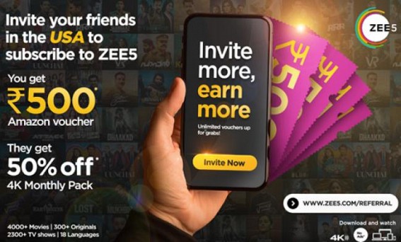 Refer your USA friends to ZEE5 Global & win rewards together!