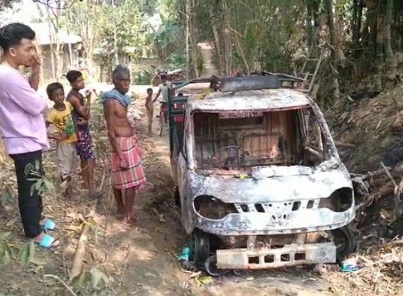 Car, scooty burnt by miscreants in Kamalpur