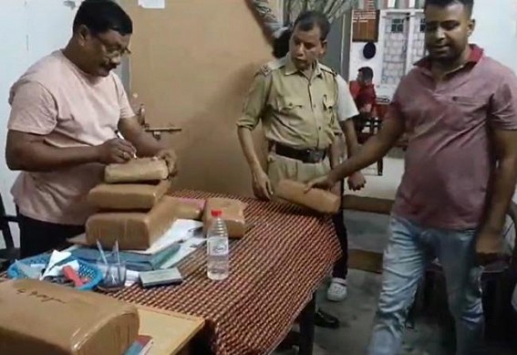 Increasing Drug-Smuggling via Railways : 14 KG Ganja Seized by Teliamura Railway Police : No Apprehending