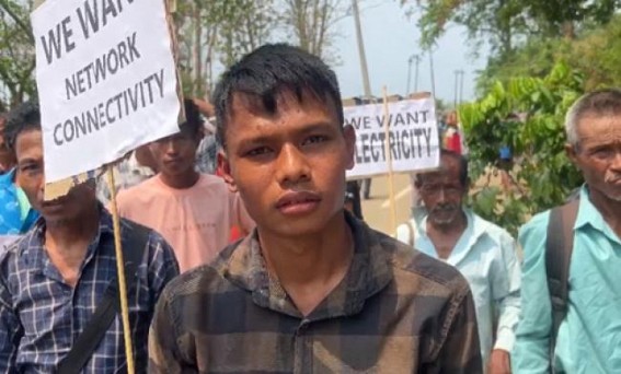 Public protest demanding better Roadways and access to Water, Electricity, Network in Longtarai
