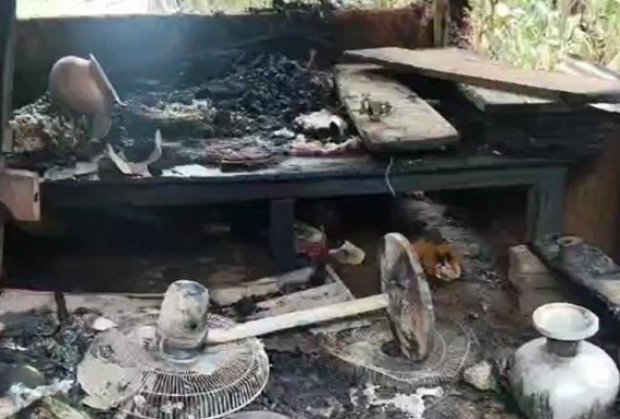 House burnt into ashes in Tulamura ; family facing severe losses