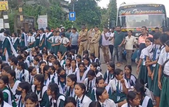 Protesting Teachers’ Transfer students blocked road in Melaghar