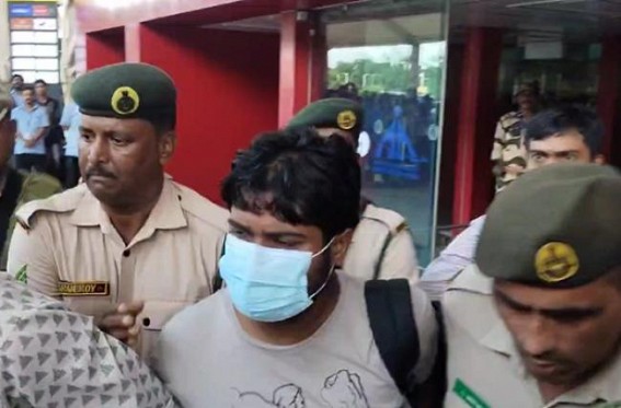 Wanted Criminal Raju Barman brought to Tripura ; Tension erupted as BJP supporters gathered in MBB Airport