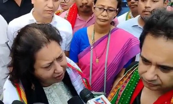 BJP East Tripura candidate, Pradyot Manikya's sister Kriti Singh arrives in Tripura, welcomed by Tipra Motha 
