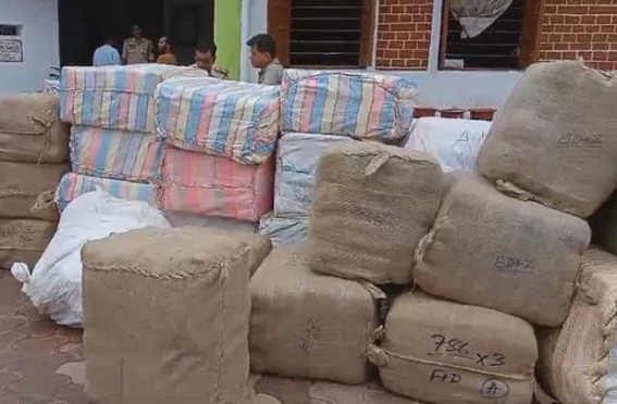 Police seized Saree and Spectacle stocks form a vehicle in Bagma