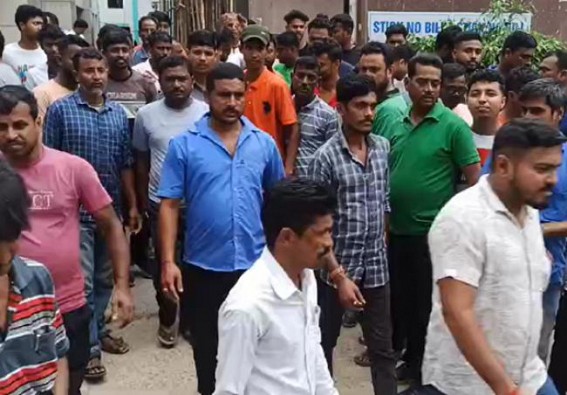 TSECL 1912 Workers forced to work 4 hours Extra ; held protest