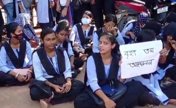 College students blocked road in Bishalgarh after maximum students failed