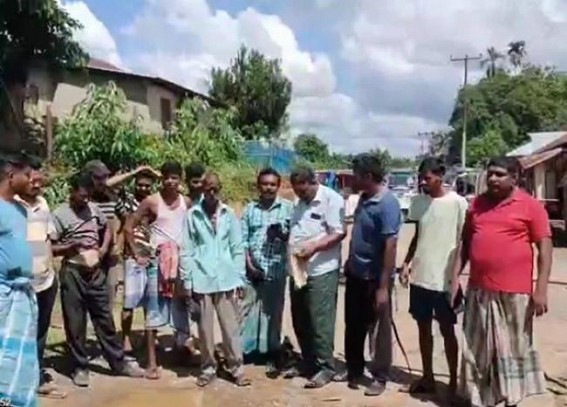 Public Blocked Road Protesting Frequent Power-cut Problems in Kailashahar ; alleged non-cooperation from the electric office