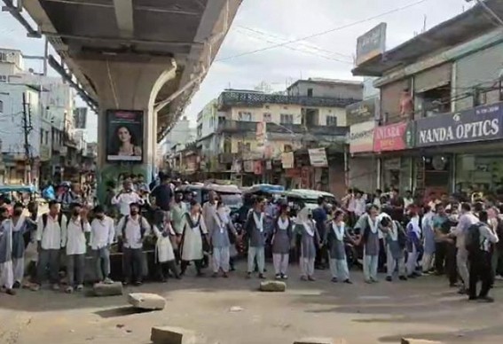 College Students Blocked Road in Agartala alleging ‘Underserved Fails’ in College