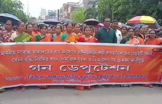 Anganwadi workers Protest in Tripura with long pending demands
