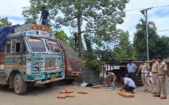 Ganja worth over Rs. 30 Lakhs was seized from a Truck in Churaibari ; One Apprehended