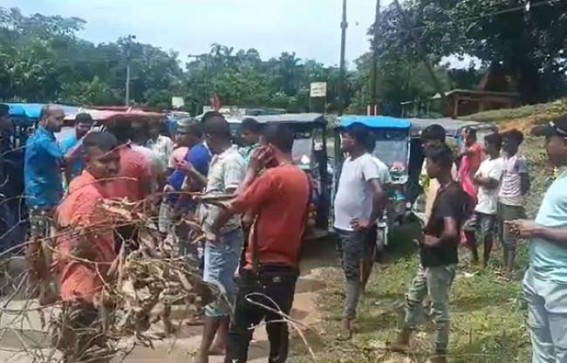 Public Blocked Road Protesting Pathetic Road Conditions in Kailashahar