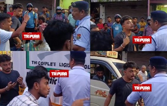 Shocking Video Shows Rowdy Group of Youth Threatening Traffic Police in Public in Agartala