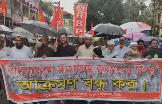 Tripura Leftists protested against attacks on Minorities in Bangladesh