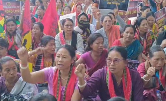 Tipra Motha women's wing protested against Pushbanta Palace hotel project