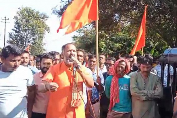 ‘Jago Hindu Jago’ organization protested in Dharmanagar against Hindu Persecution in Bangladesh