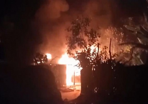 Fire blazed a poor family's house in Kumarghat